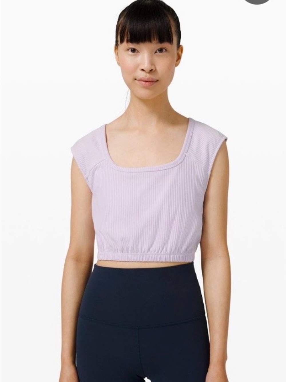 Lululemon Athletica LA Cap Sleeve Crop Ribbed Top Lavender